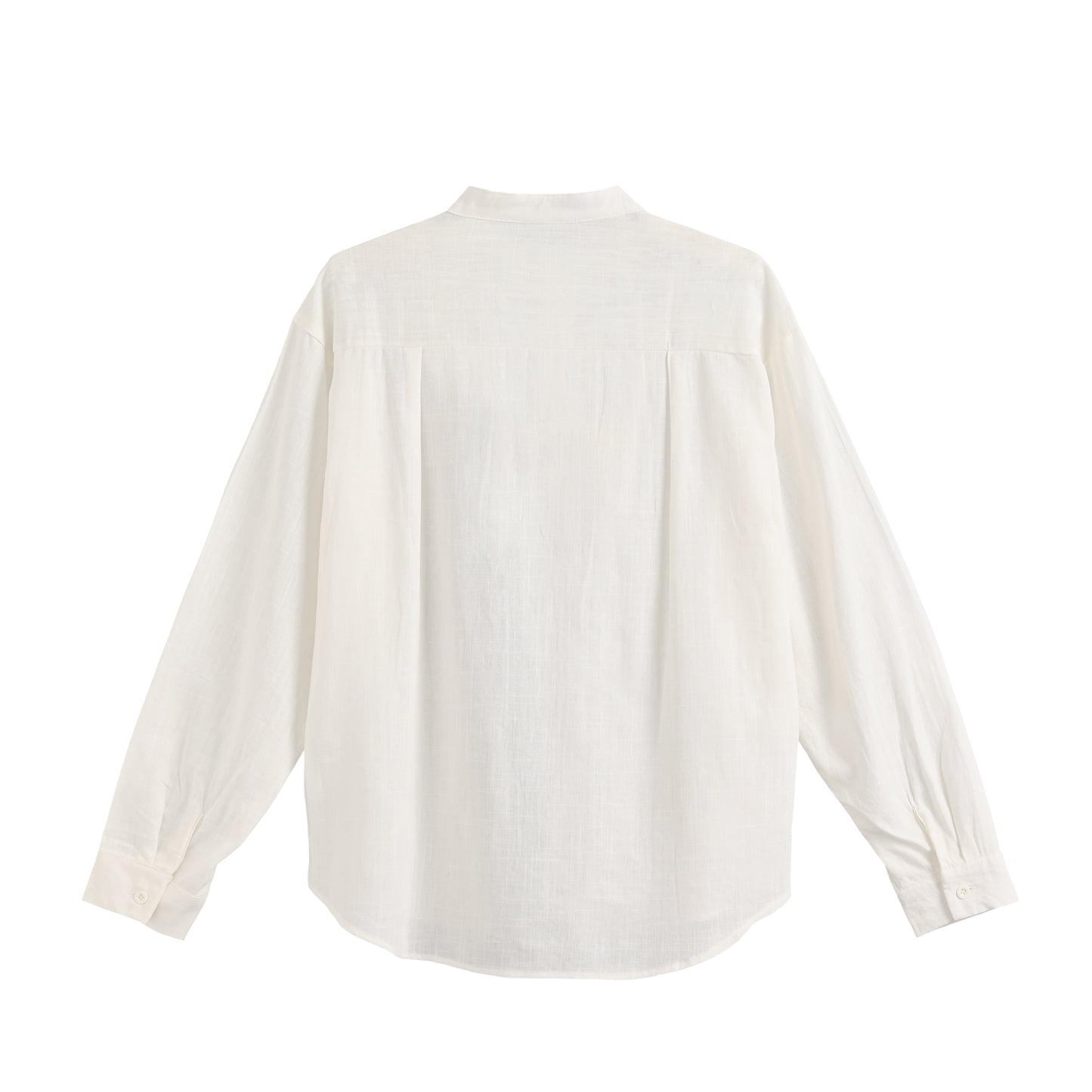 リネンブレンド バンドカラーシャツ