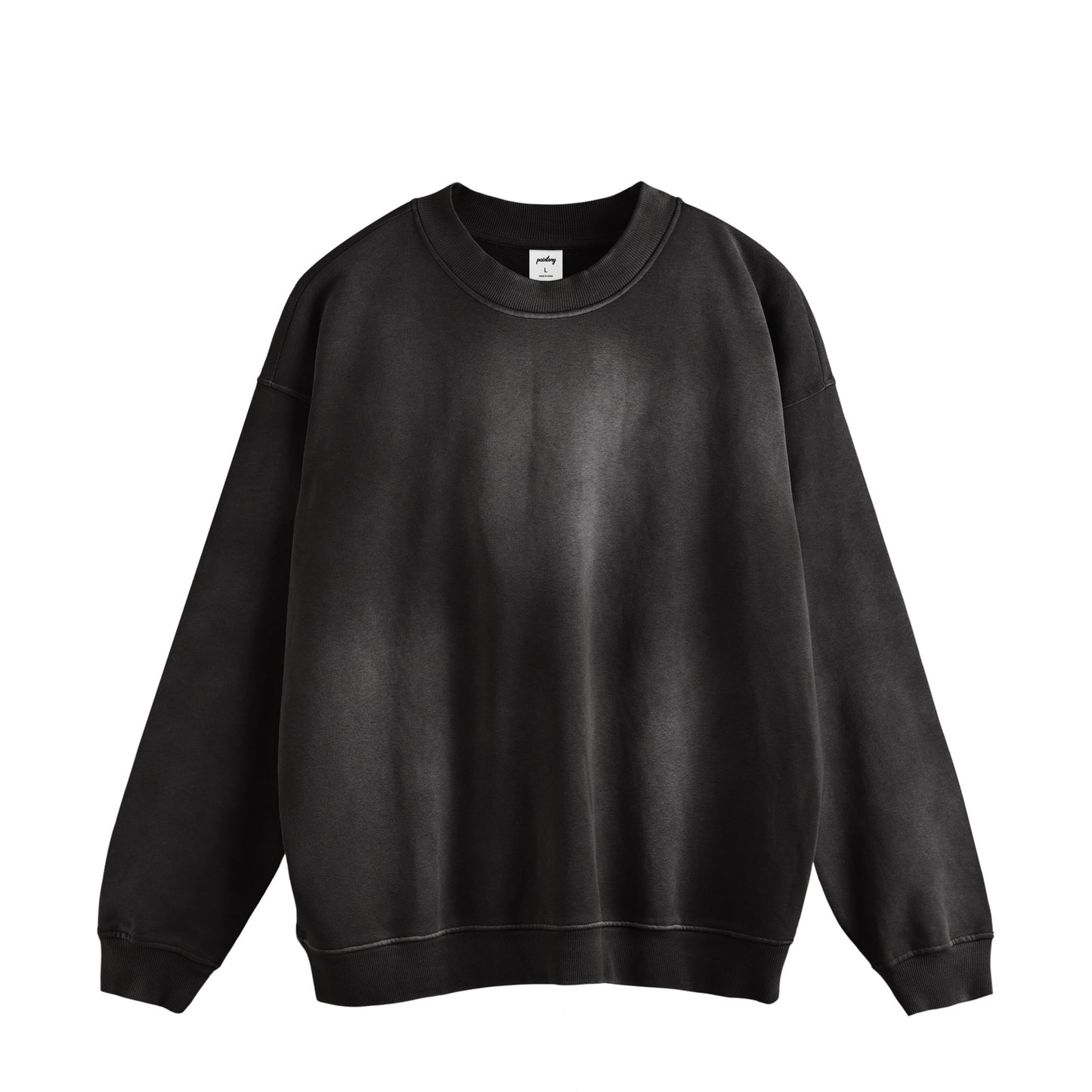 ウォッシュ加工クルーネックスウェット