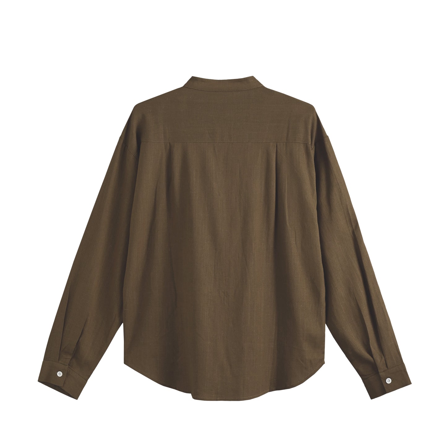 リネンブレンド バンドカラーシャツ