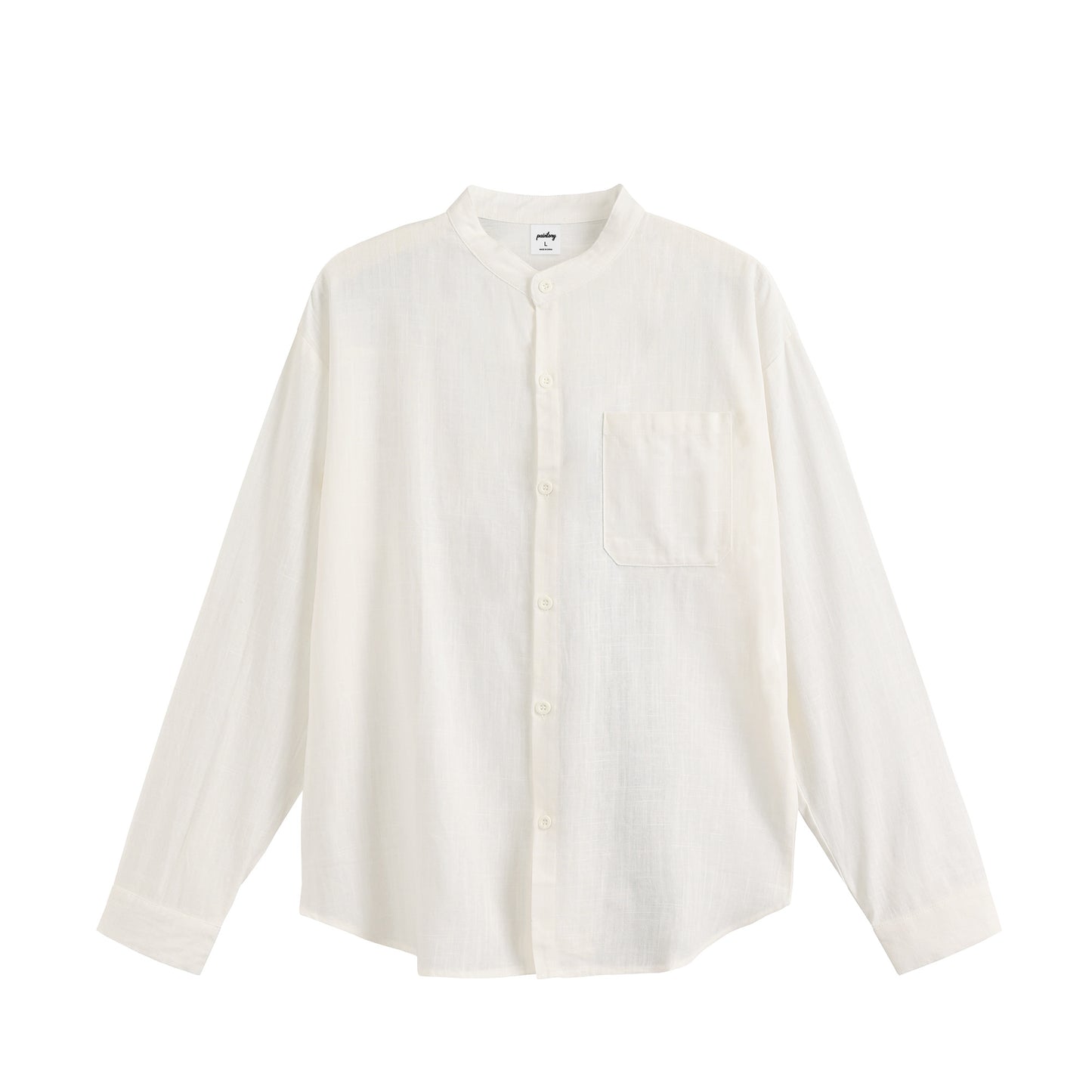 リネンブレンド バンドカラーシャツ